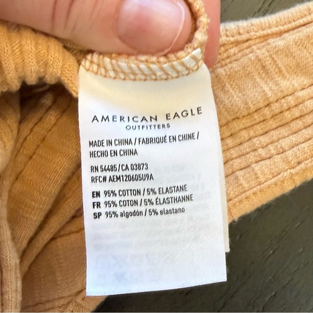 American Eagle Ribbed Button-Front Tank Top in Honey Yellow - XS - Picture 4 of 6